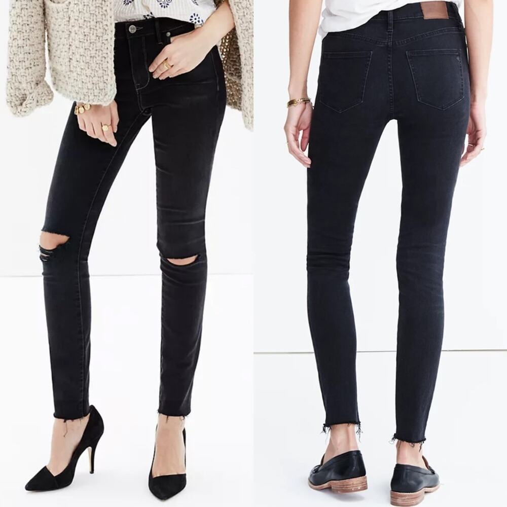 Madewell 9” High Rise Skinny Jeans in Black Sea Size 28